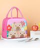 Butterthief Flower & Bear Printed Hot & Cold Leak Proof Lunch Bag for School Kids - Dark Pink