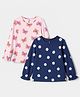 Honeyhap Premium Cotton Knit Full Sleeves Top With Bio Wash & Floral Print Pack Of 2 - Barely Pink & Limoges
