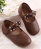 Cute Walk by Babyhug Velcro Closure Ballerina with Bow Applique & Closed Toe in Brown