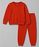 Plum Tree 100% Cotton Knit Full Sleeves Solid Tee & Joggers Set - Red