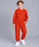 Plum Tree 100% Cotton Knit Full Sleeves Solid Tee & Joggers Set - Red