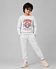 Plum Tree 100% Cotton Knit Full Sleeves Legend Text Printed Tee & Joggers Set - Grey Melange