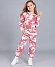 Plum Tree 100% Cotton Knit Full Sleeves Tie & Dye Coordinating Tee & Joggers Set - Pink
