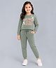 Plum Tree 100% Cotton Knit Full Sleeves Dreamer Of The Future Text Printed Tee & Joggers Set - Green