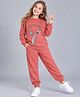 Plum Tree 100% Cotton Knit Full Sleeves Astrogirl Text Printed Tee & Joggers Set - Pink