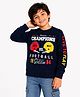 Plum Tree 100% Cotton Knit Full Sleeves Champions Text Printed Pre Winter Sweatshirt - Navy Blue