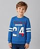Plum Tree 100% Cotton Knit Full Sleeves Baseball Text Printed Pre Winter Sweatshirt - Blue
