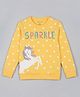 Plum Tree 100% Cotton Knit Full Sleeves Polka Dots Unicorn & Sparkle Text Printed Pre Winter Sweatshirt - Yellow