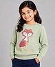 Plum Tree 100% Cotton Knit Full Sleeves Fox Printed Sweatshirt - Green