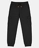 Plum Tree Boys 100% Cotton Knit Solid Cargo Style Joggers - Jet Black