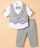 Simply Premium Twill Woven Full Sleeves Party Suits With Bow in Grey