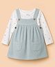 Simply Premium Cotton Knit Full Sleeves Frocks with Inner Tee and Full Sleeves, Floral Print in Blue