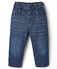 Simply Premium Cotton Blend Denim Full Length Washed Jeans - Navy Blue