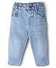 Simply Premium Cotton Blend Denim Full Length Washed Jeans - Blue