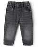 Simply Premium Cotton Blend Denim Full Length Washed Jeans - Black