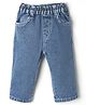 Simply Premium Cotton Blend Denim Full Length Washed Jeans - Blue