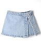 Simply Premium Cotton Blend Denim Above Knee Length Washed Skorts - Blue