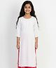 Aarika Cotton Woven Three Fourth Sleeves Solid Kurti - White