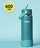 Basil HydraFizz Insulated Stainless Steel Water Bottle with Flip Straw & Carry Handle - Classic Jade-600 ml