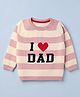 ToffyHouse Knit Winter Full Raglan Sleeves Striped T-Shirts with I Love Dad Design - Light PInk