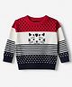 ToffyHouse Knit Winter Full Sleeves T-Shirts with Animal and Color Block Design - Navy Blue
