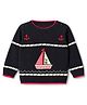 ToffyHouse Knit Full Sleeves Winter T-Shirts with Sailboat Design - Navy Blue