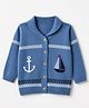 ToffyHouse Knit Winter Full Sleeves T-Shirts with Anchor & Boat Design - Navy Blue
