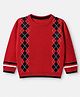 ToffyHouse Knit Winter Full Sleeves T-Shirts with Argyle Design - Red