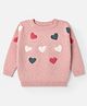 ToffyHouse Knit Winter Full Raglan Sleeves T-Shirts with Heart Design - Light Pink