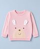 ToffyHouse Knit Winter Full Sleeves T-Shirts with Animal Design and Ear Applique - Light Pink