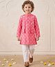 AJ Dezines Cotton Woven Full Sleeves Floral Printed Kurta & Pyjama Set - Pink