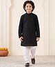 AJ Dezines Woven Full Sleeves Sequins Embellished & Geometric Embroidered Kurta & Pyjama Set - Black