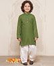 AJ Dezines Woven Full Sleeves Sequins Embellished & Geometric Embroidered Kurta & Pyjama Set - Green