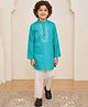 AJ Dezines Cotton Woven Full Sleeves Lace Embellished Kurta & Pyjama Set - Blue