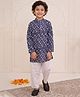 AJ Dezines Cotton Woven Full Sleeves Abstract Printed Kurta & Pyjama Set - Blue
