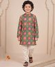AJ Dezines Cotton Woven Full Sleeves Bandhani Printed Kurta & Pyjama Set - Green