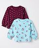 Honeyhap Premium 100% Cotton Knit Full Sleeves Tops with Polka Dots & Floral Print Pack of 2 in Light Blue & Maroon