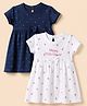 Babyhug Single Jersey Knit Half Sleeves With Polka Dot & Floral Print Frock Pack of 2 - Blue White