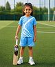 Trainiks Knit Half Sleeves Abstract Printed Tee & Shorts Set - Blue