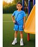 Trainiks Knit Half Sleeves Abstract Printed Tee & Shorts Set - Blue