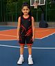 Trainiks Knit Sleeveless Abstract Printed Tee & Shorts Set - Black