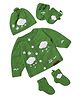 The Original Knit Knit Full Sleeves Clouds Applique Detailed Sweater With Cap Mittens & Booties - Green - Circumference 33.02 Cm