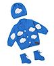 The Original Knit Knit Full Sleeves Clouds Applique Detailed Sweater With Cap & Booties - Blue - Circumference 33.02 Cm