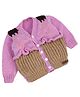 The Original Knit Knit Full Sleeves Cupcake Designed & Sprinkles Embroidered Cardigan - Mauve & Beige