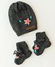 The Original Knit Knitted Floral Embroidered Cap & Socks Set - Charcoal Grey - Circumference - 30.5 Cms