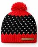 The Original Knit Hand Knitted Hearts Designed & Pom Pom Embellished Cap - Black & Red - Circumference - 34.3 Cms