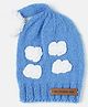 The Original Knit Hand Knitted Cloud Applique Detailed & Pom Pom Embellished Cap - Blue - Circumference - 30.5 Cms
