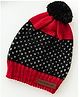 The Original Knit Knitted Pom Pom Embellished & Hearts Designed Cap - Red & Black - Circumference - 30.5 Cms