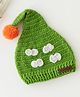 The Original Knit Hand Knitted Cloud Applique Detailed & Pom Pom Embellished Cap - Green - Circumference - 35.6 Cms