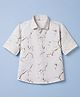 Radutu Cotton Woven Full Sleeves Marble Printed Shirt - White